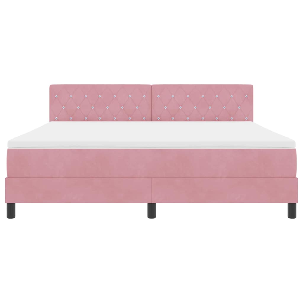 LED Κρεβάτι με βάθρο με στρώμα με led Ροζ 180 x 200 cm Βελούδο - Pakobazaar