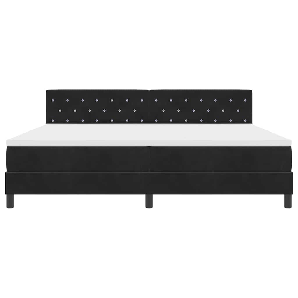 LED Κρεβάτι με βάθρο με στρώμα Μαύρο 200 x 200 cm Βελούδο - Pakobazaar