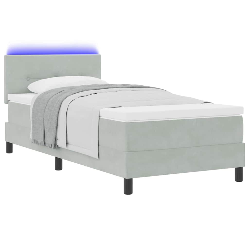 LED Κρεβάτι με βάθρο Ανοιχτό γκρι 80 x 200 cm Βελούδο - Pakobazaar