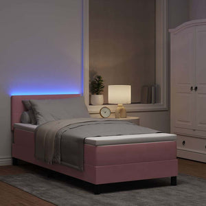 LED Κρεβάτι με βάθρο με κεφαλάρι Ροζ 100 x 200 cm Βελούδο