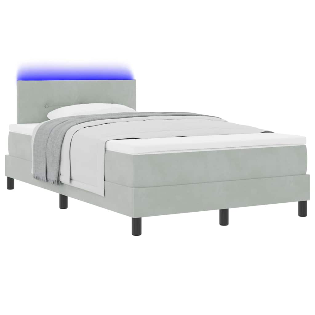 LED Κρεβάτι με βάθρο με led Ανοιχτό γκρι 120 x 190 cm Βελούδο - Pakobazaar