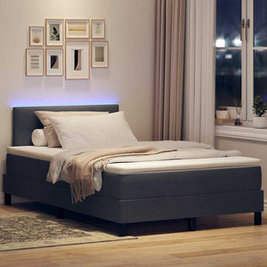 LED Κρεβάτι με βάθρο με στρώμα Σκούρο Γκρι 120 x 190 cm Βελούδο - Pakobazaar