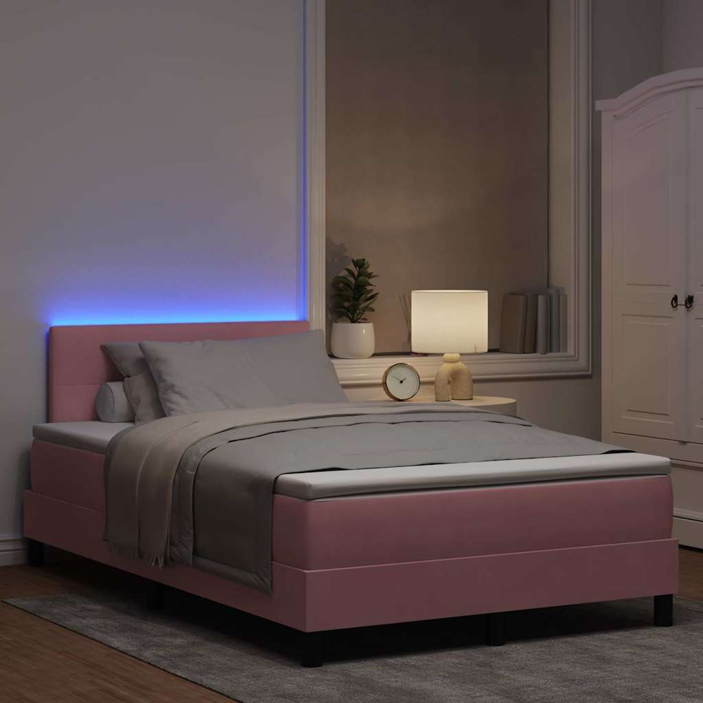 LED Κρεβάτι με βάθρο με κεφαλάρι Ροζ 120 x 190 cm Βελούδο - Pakobazaar