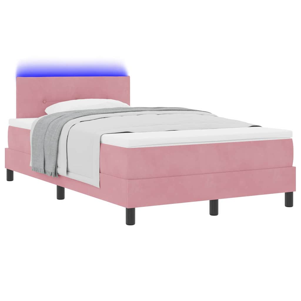 LED Κρεβάτι με βάθρο με κεφαλάρι Ροζ 120 x 190 cm Βελούδο - Pakobazaar