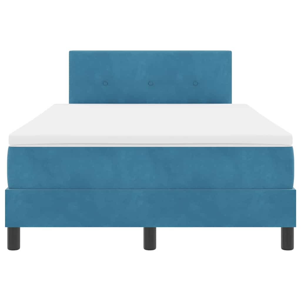 LED Κρεβάτι με βάθρο με στρώμα Σκούρο Μπλε 120 x 200 cm Βελούδο - Pakobazaar