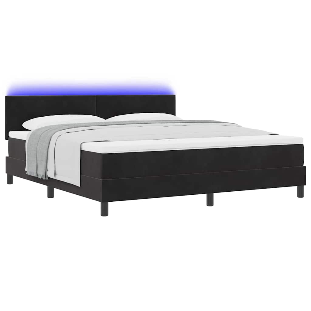 LED Κρεβάτι με βάθρο με στρώμα Μαύρο 180 x 200 cm Βελούδο - Pakobazaar