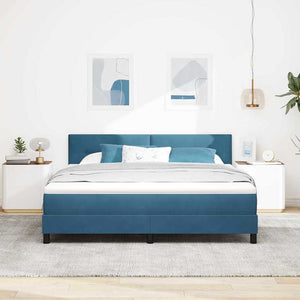 LED Κρεβάτι με βάθρο με στρώμα Σκούρο Μπλε 180 x 200 cm Βελούδο - Pakobazaar