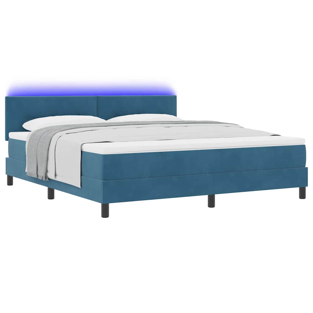 LED Κρεβάτι με βάθρο με στρώμα Σκούρο Μπλε 180 x 200 cm Βελούδο - Pakobazaar