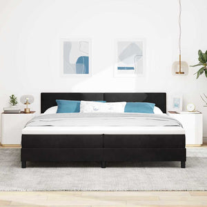 LED Κρεβάτι με βάθρο με κεφαλάρι Μαύρο 200 x 200 cm Βελούδο