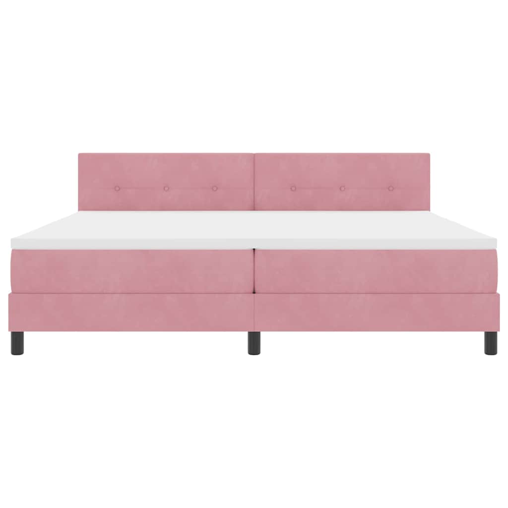 LED Κρεβάτι με βάθρο με στρώμα με led Ροζ 200 x 200 cm Βελούδο - Pakobazaar