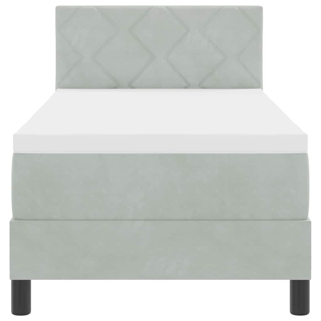 LED Κρεβάτι με βάθρο με στρώμα Ανοιχτό γκρι 80 x 200 cm Βελούδο - Pakobazaar