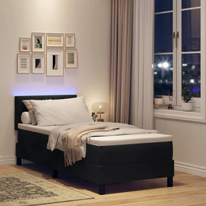 LED Κρεβάτι με βάθρο με κεφαλάρι Μαύρο 80 x 200 cm Βελούδο