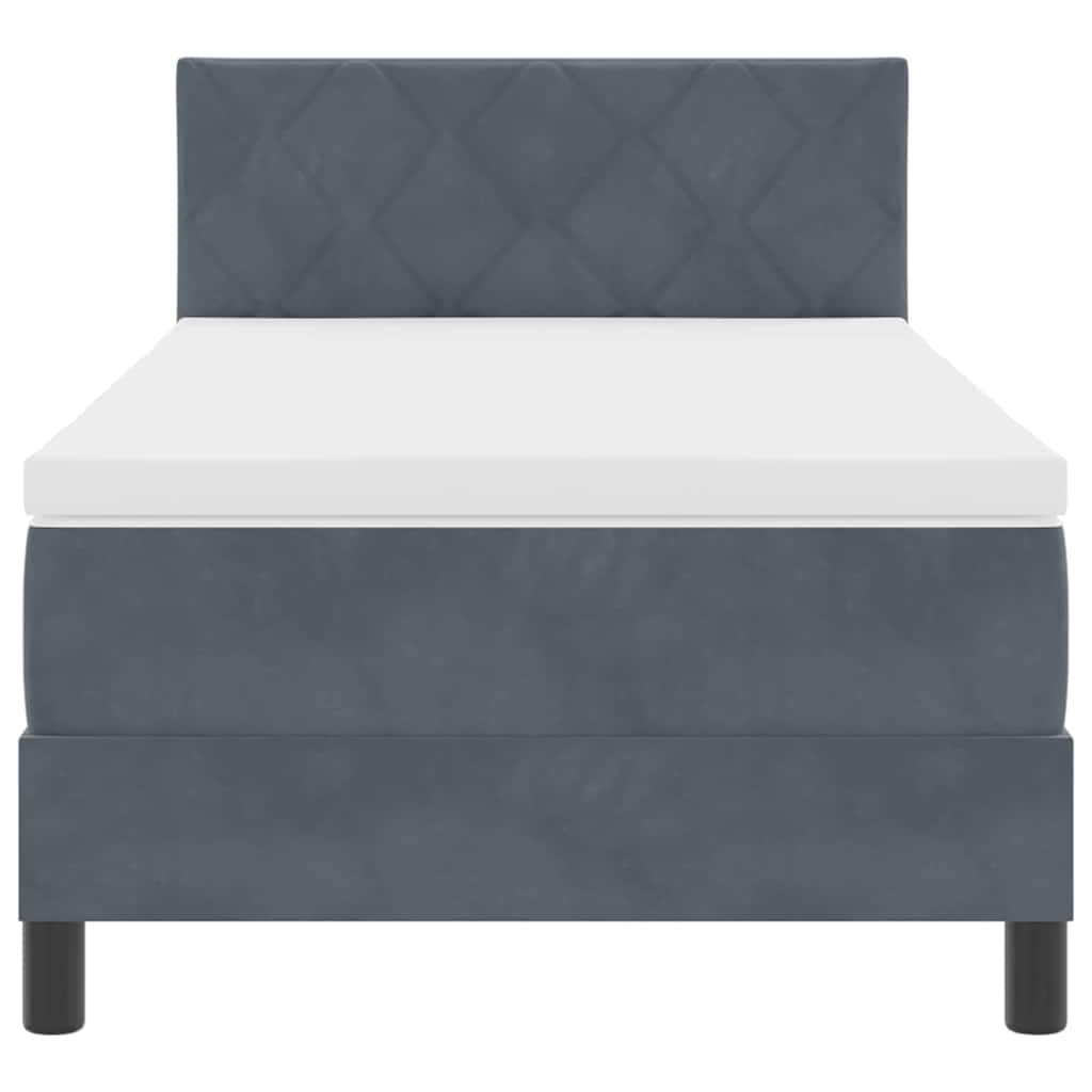 LED Κρεβάτι με βάθρο με στρώμα Σκούρο Γκρι 90 x 190 cm Βελούδο - Pakobazaar