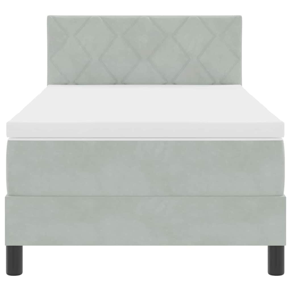 LED Κρεβάτι με βάθρο με led Ανοιχτό γκρι 100 x 200 cm Βελούδο - Pakobazaar