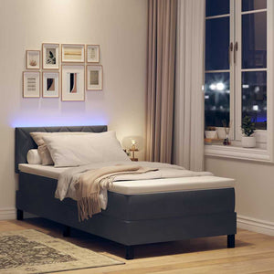 LED Κρεβάτι με βάθρο Σκούρο Γκρι 100 x 200 cm Βελούδο - Pakobazaar