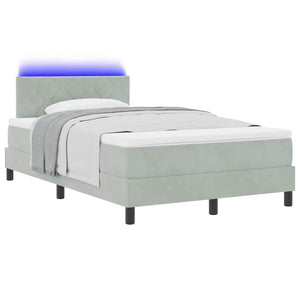 LED Κρεβάτι με βάθρο με led Ανοιχτό γκρι 120 x 190 cm Βελούδο - Pakobazaar