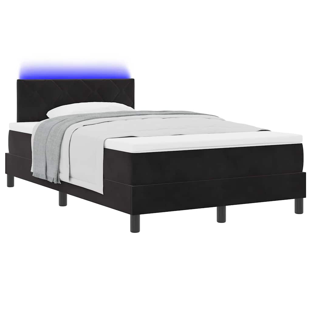 LED Κρεβάτι με βάθρο με στρώμα Μαύρο 120 x 190 cm Βελούδο - Pakobazaar