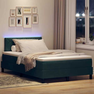 LED Κρεβάτι με βάθρο Σκούρο Πράσινο 120 x 190 cm Βελούδο - Pakobazaar