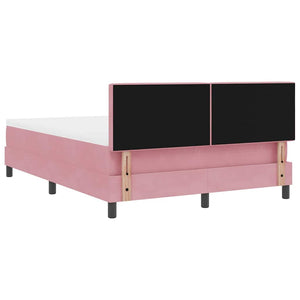 LED Κρεβάτι με βάθρο με κεφαλάρι Ροζ 140 x 190 cm Βελούδο - Pakobazaar