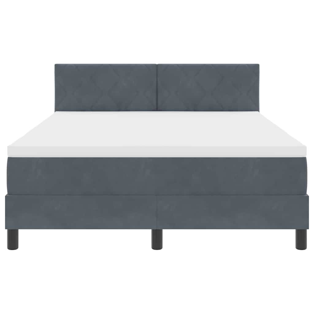 LED Κρεβάτι με βάθρο Σκούρο Γκρι 160 x 200 cm Βελούδο - Pakobazaar