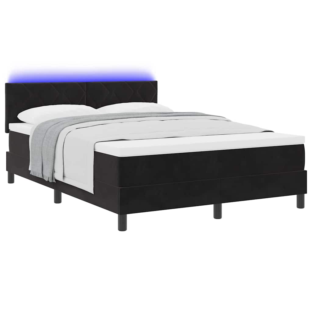 LED Κρεβάτι με βάθρο με κεφαλάρι Μαύρο 160 x 200 cm Βελούδο - Pakobazaar
