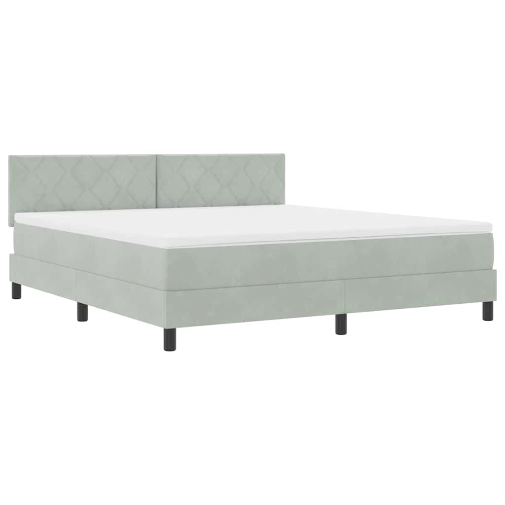 LED Κρεβάτι με βάθρο με led Ανοιχτό γκρι 180 x 200 cm Βελούδο - Pakobazaar