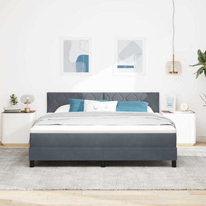 LED Κρεβάτι με βάθρο Σκούρο Γκρι 180 x 200 cm Βελούδο - Pakobazaar