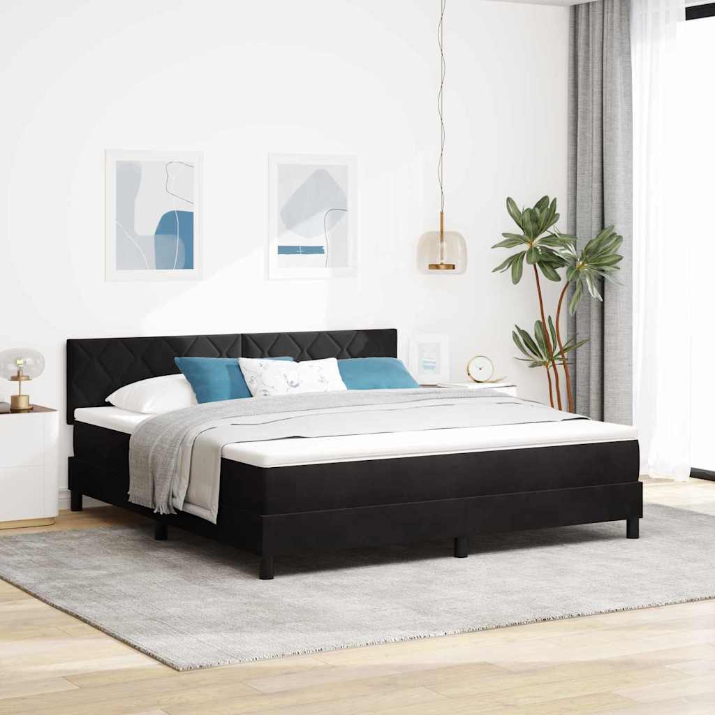 LED Κρεβάτι με βάθρο με κεφαλάρι Μαύρο 180 x 200 cm Βελούδο - Pakobazaar