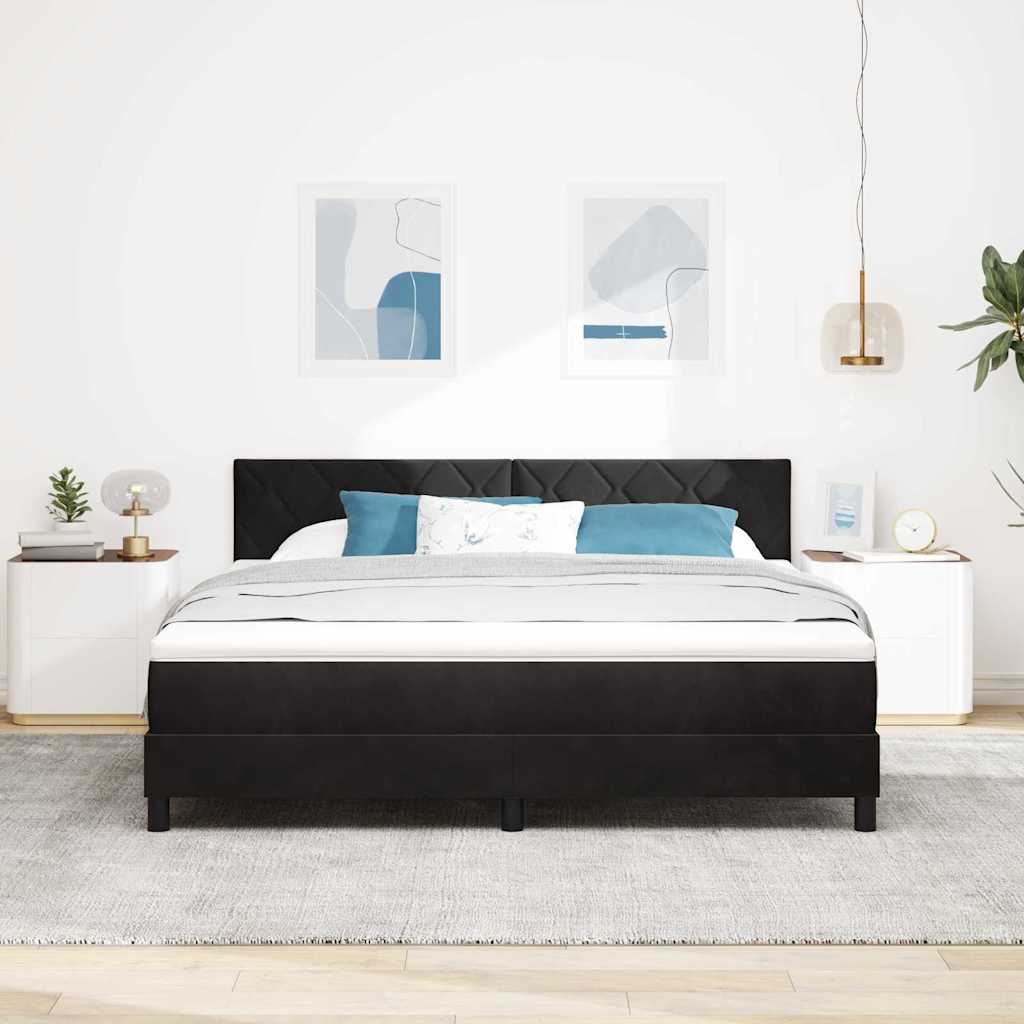 LED Κρεβάτι με βάθρο με κεφαλάρι Μαύρο 180 x 200 cm Βελούδο - Pakobazaar