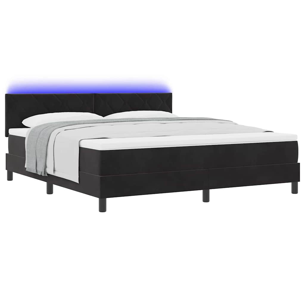 LED Κρεβάτι με βάθρο με κεφαλάρι Μαύρο 180 x 200 cm Βελούδο - Pakobazaar