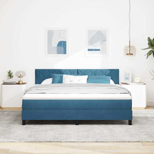 LED Κρεβάτι με βάθρο με στρώμα Σκούρο Μπλε 180 x 200 cm Βελούδο - Pakobazaar