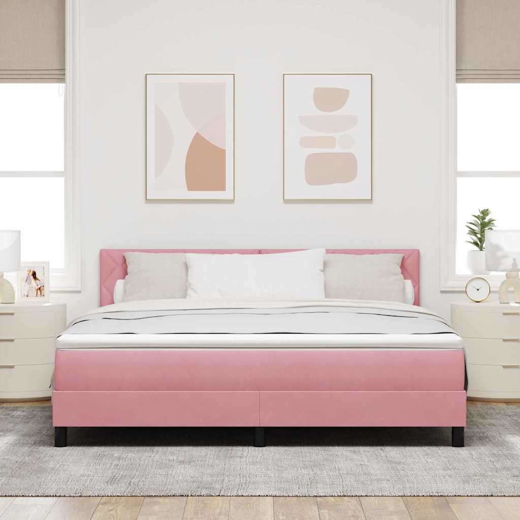 LED Κρεβάτι με βάθρο με στρώμα με led Ροζ 180 x 200 cm Βελούδο - Pakobazaar