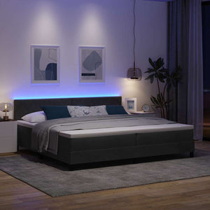 LED Κρεβάτι με βάθρο με κεφαλάρι Μαύρο 200 x 200 cm Βελούδο - Pakobazaar