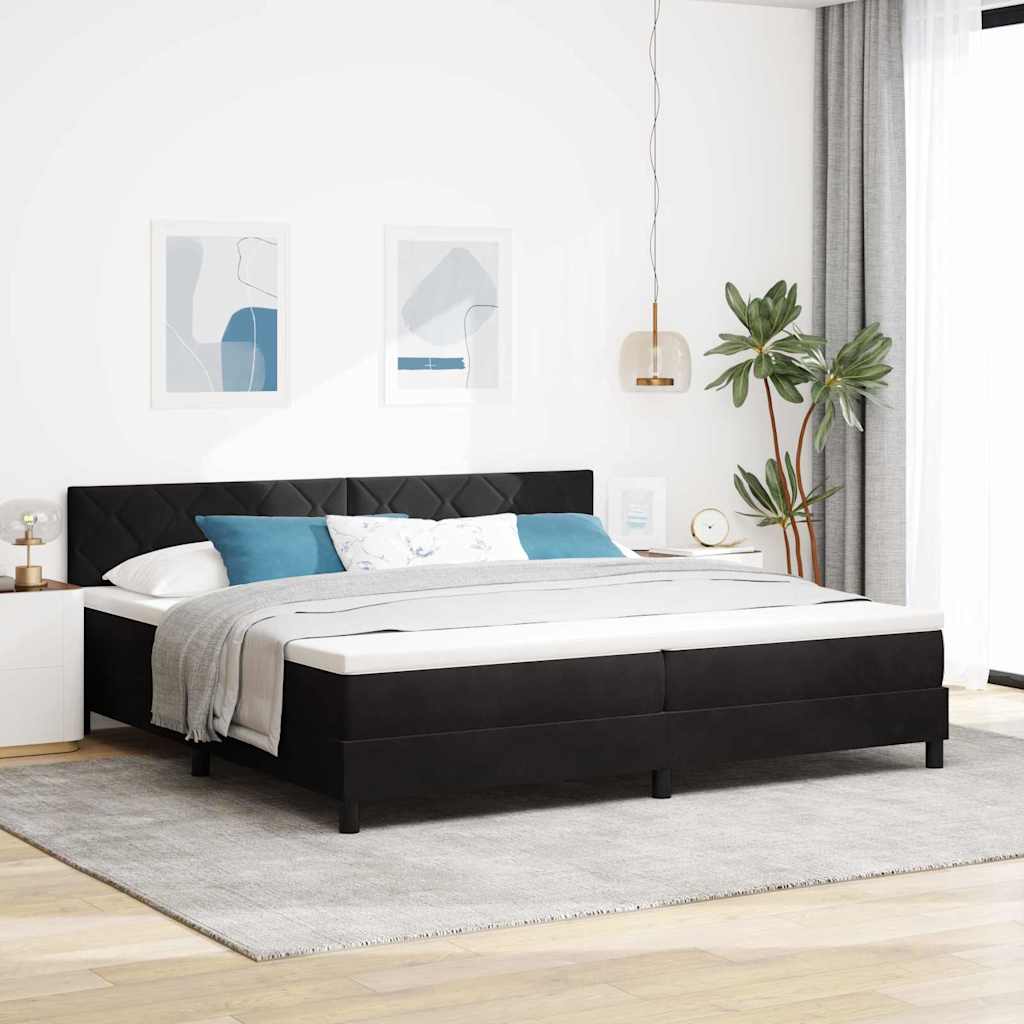 LED Κρεβάτι με βάθρο με στρώμα Μαύρο 200 x 200 cm Βελούδο - Pakobazaar