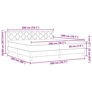 LED Κρεβάτι με βάθρο Σκούρο Πράσινο 200 x 200 cm Βελούδο