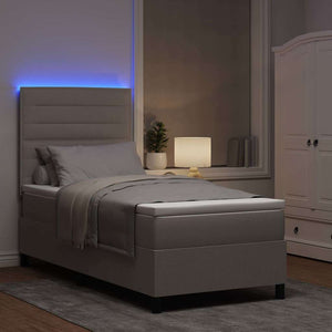Κρεβάτι με ελατήρια με στρώμα με led Taupe 80 x 200 cm ύφασμα - Pakobazaar