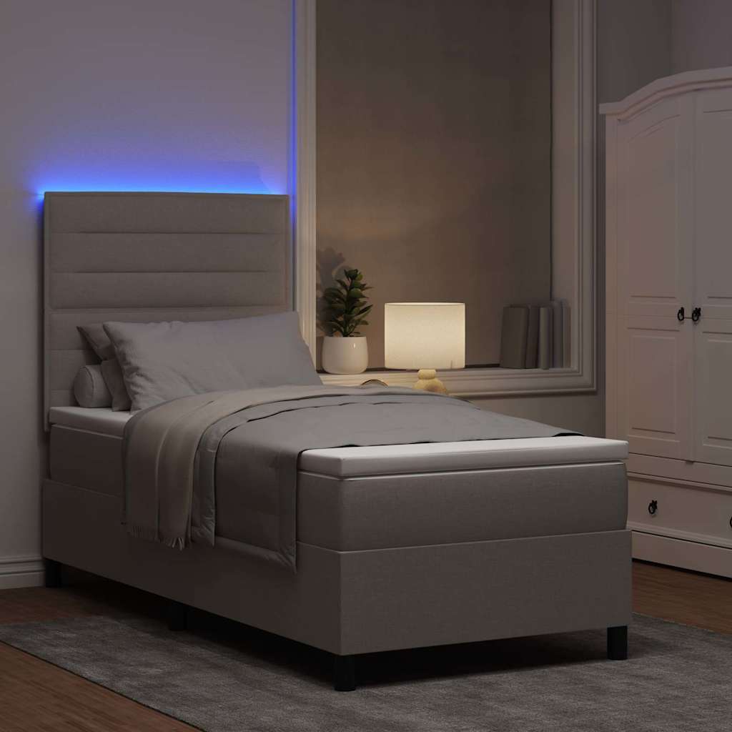 Κρεβάτι με ελατήρια με στρώμα με led Taupe 80 x 200 cm ύφασμα - Pakobazaar