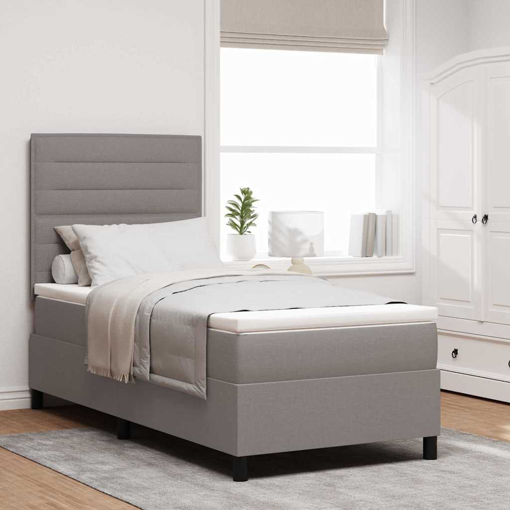 Κρεβάτι με ελατήρια με στρώμα με led Taupe 90 x 190 cm ύφασμα - Pakobazaar