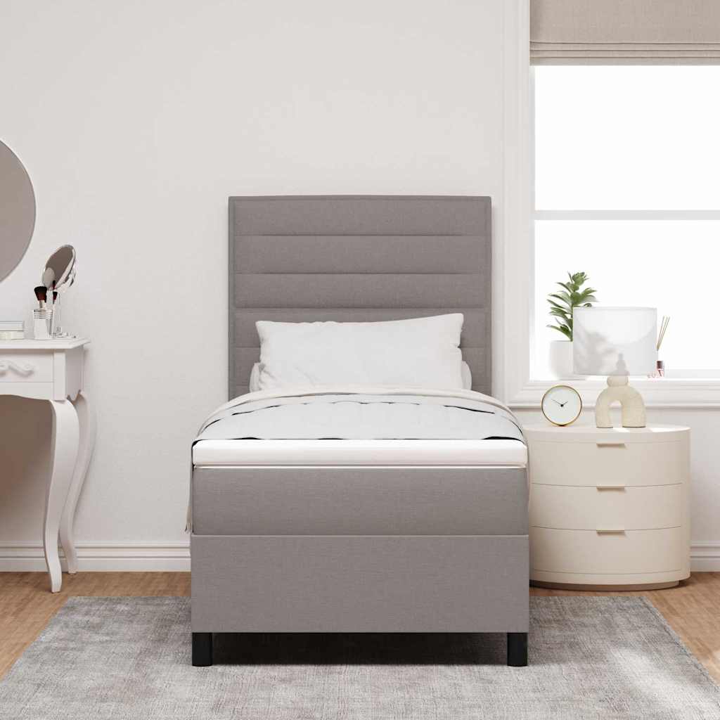 Κρεβάτι με ελατήρια με στρώμα με led Taupe 90 x 190 cm ύφασμα - Pakobazaar