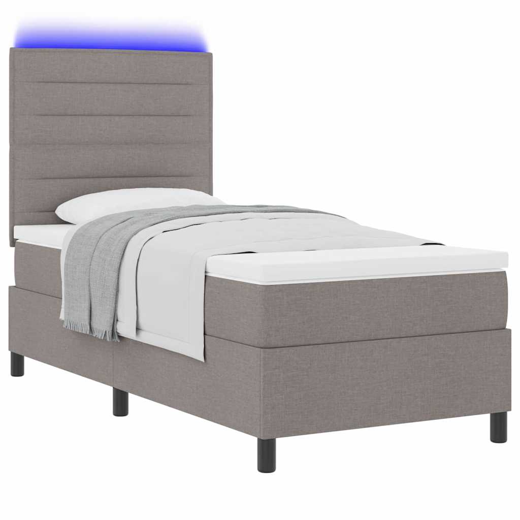 Κρεβάτι με ελατήρια με στρώμα με led Taupe 90 x 190 cm ύφασμα - Pakobazaar