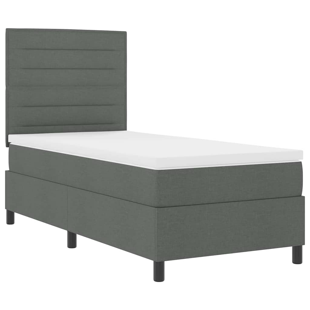 Κρεβάτι με ελατήρια με στρώμα Σκούρο γκρι 90 x 200 cm ύφασμα
