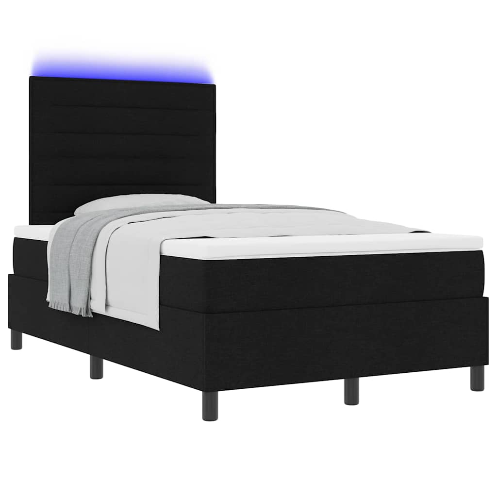 Κρεβάτι με ελατήρια με στρώμα με led Μαύρο 120 x 200 cm ύφασμα - Pakobazaar