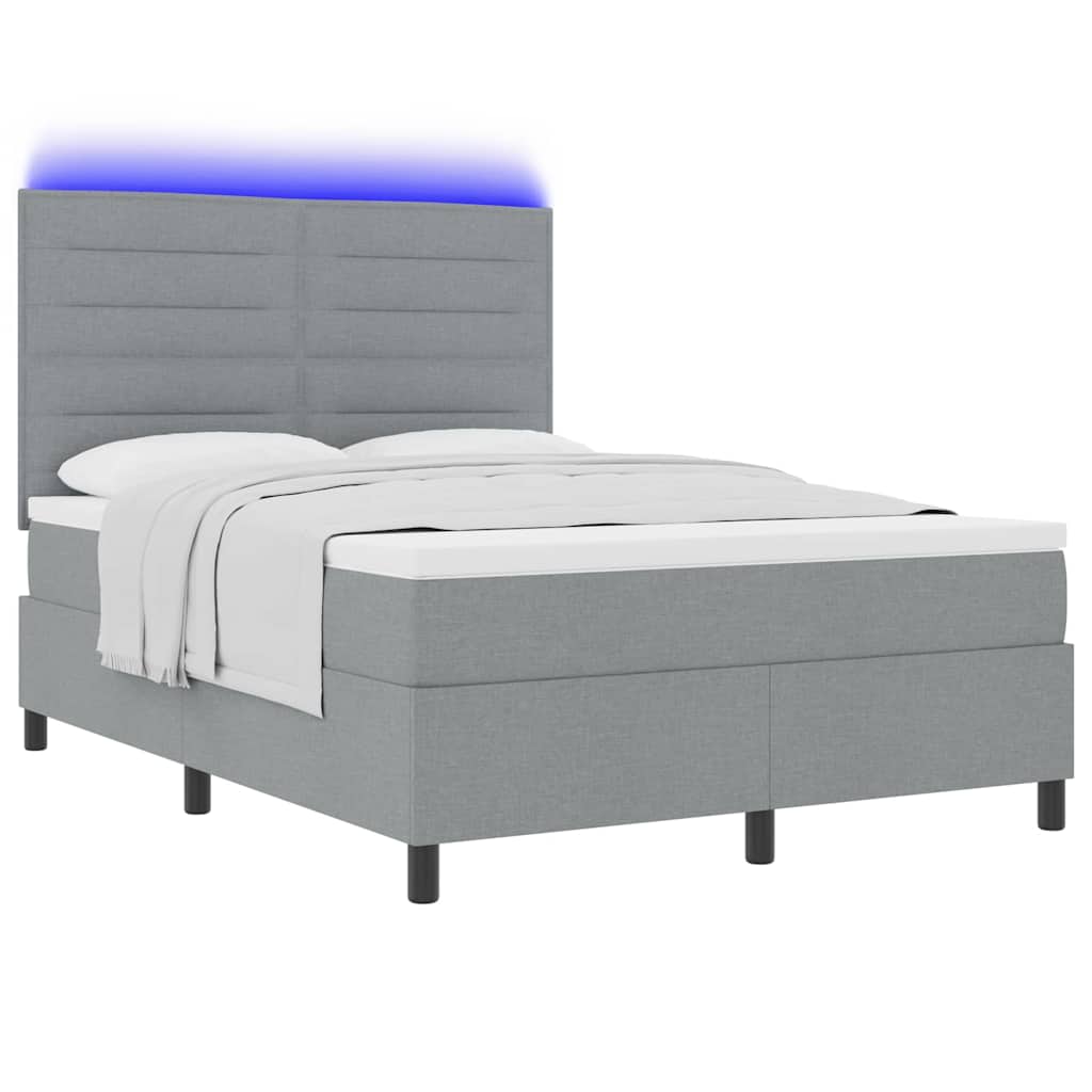 Κρεβάτι με ελατήρια με στρώμα Ανοιχτό γκρι 140 x 200 cm ύφασμα - Pakobazaar