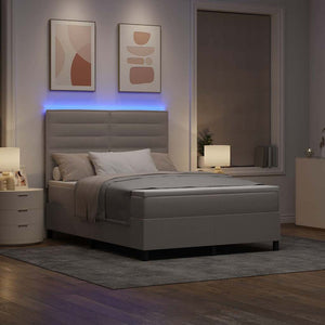 Κρεβάτι με ελατήρια με κεφαλάρι Taupe 140 x 200 cm ύφασμα