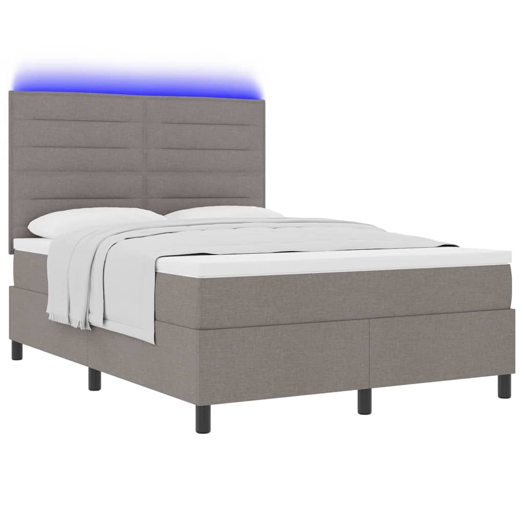 Κρεβάτι με ελατήρια με κεφαλάρι Taupe 160 x 200 cm ύφασμα