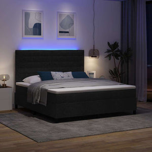 Κρεβάτι με ελατήρια με στρώμα με led Μαύρο 180 x 200 cm ύφασμα - Pakobazaar