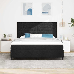 Κρεβάτι με ελατήρια με στρώμα με led Μαύρο 180 x 200 cm ύφασμα - Pakobazaar