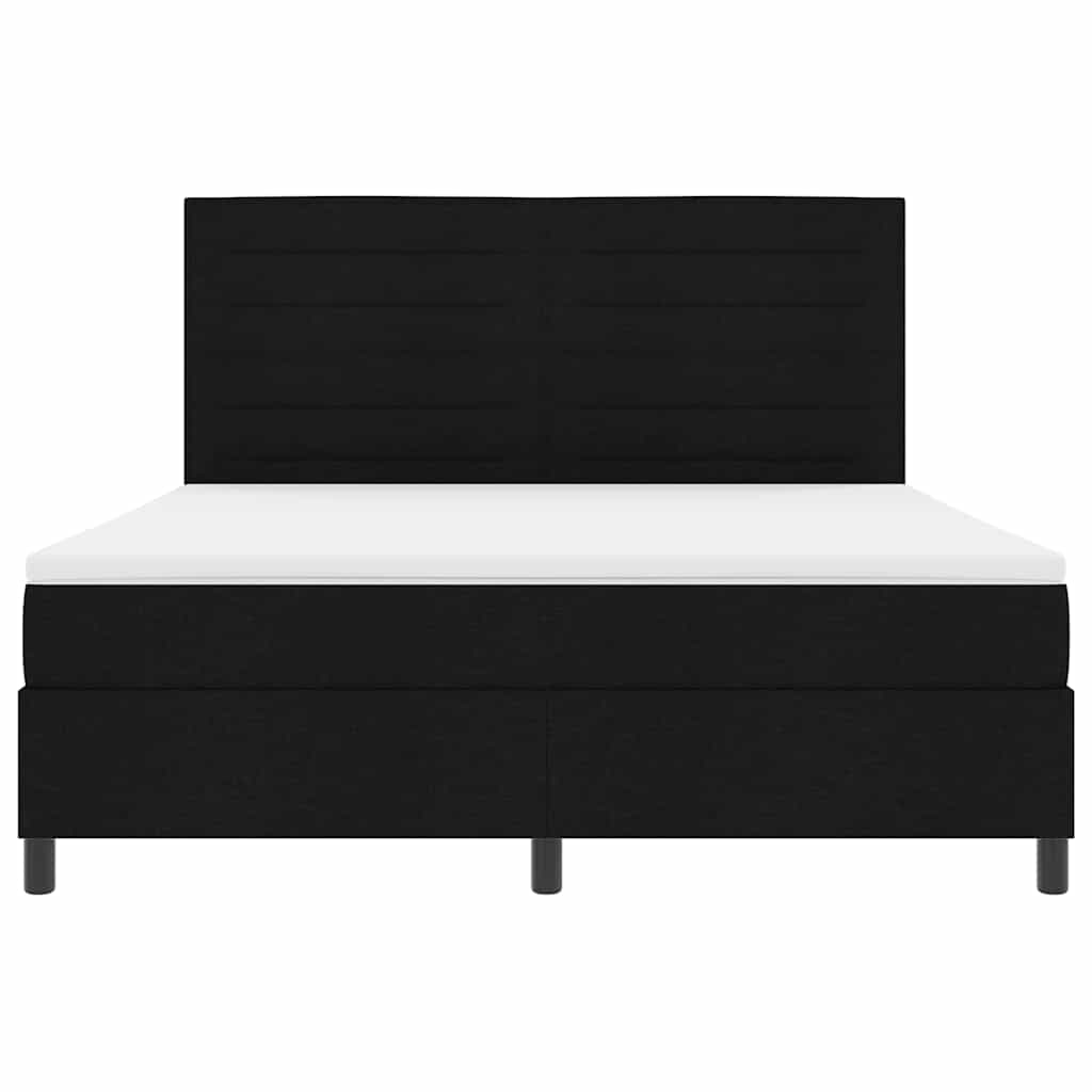 Κρεβάτι με ελατήρια με στρώμα με led Μαύρο 180 x 200 cm ύφασμα - Pakobazaar