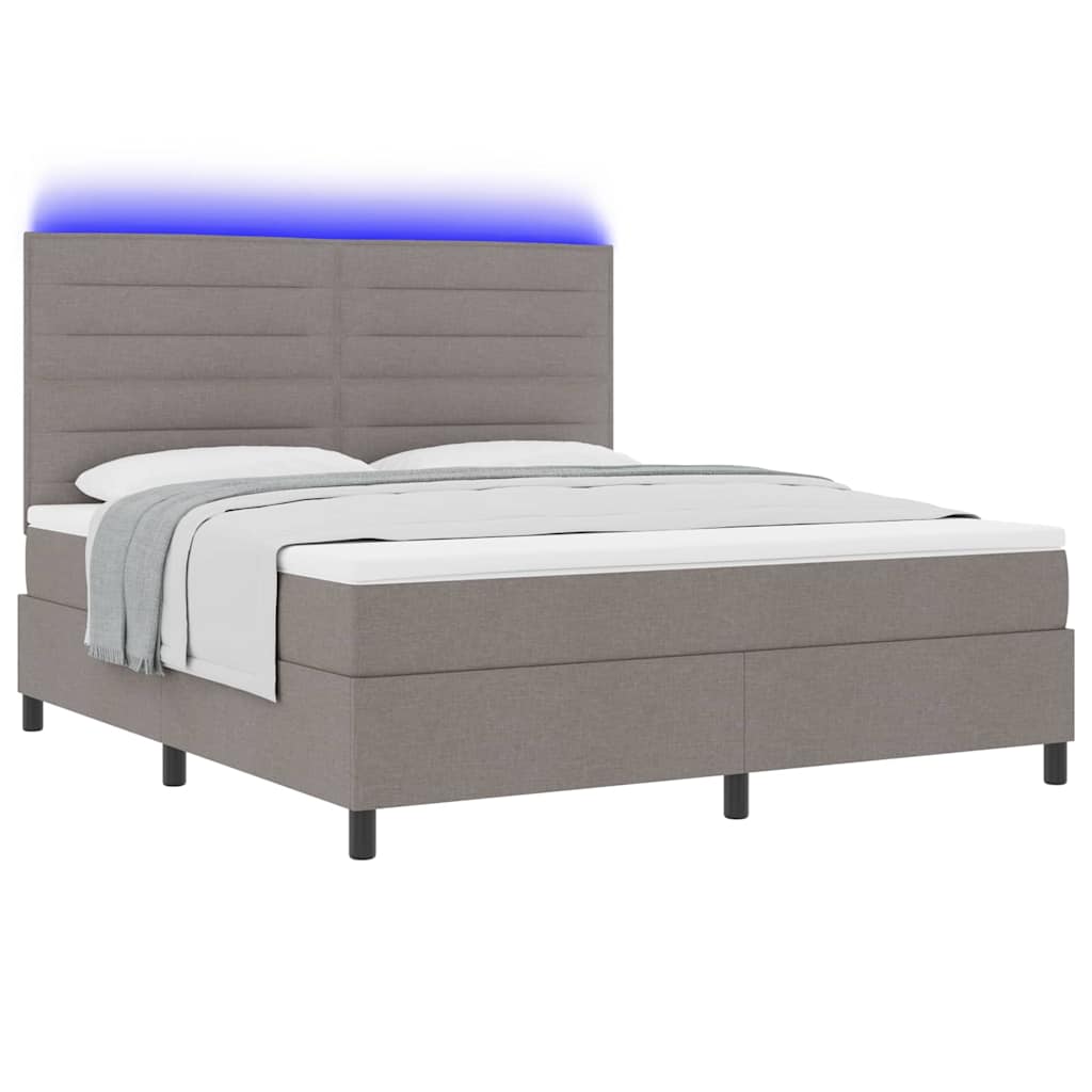Κρεβάτι με ελατήρια με στρώμα με led Taupe 180 x 200 cm ύφασμα - Pakobazaar