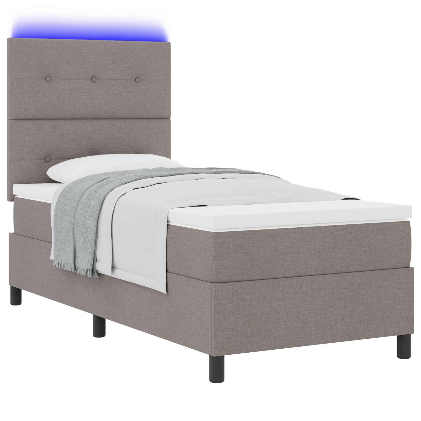 Κρεβάτι με ελατήρια με στρώμα με led Taupe 80 x 200 cm ύφασμα - Pakobazaar